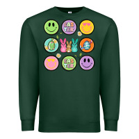 Sports Green easter day smiley faces Premium Sweatshirt - Artiststas