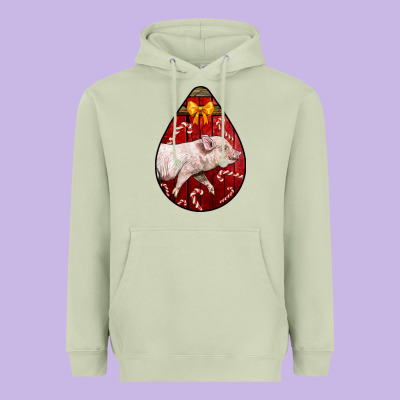 Christmas Pig Heavyweight Hoodie Designed By Lillyallendesigns