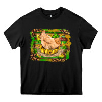 Black st patricks day farm chicken gold eggs leopard serape glitter Heavy Core Tee - Artiststas