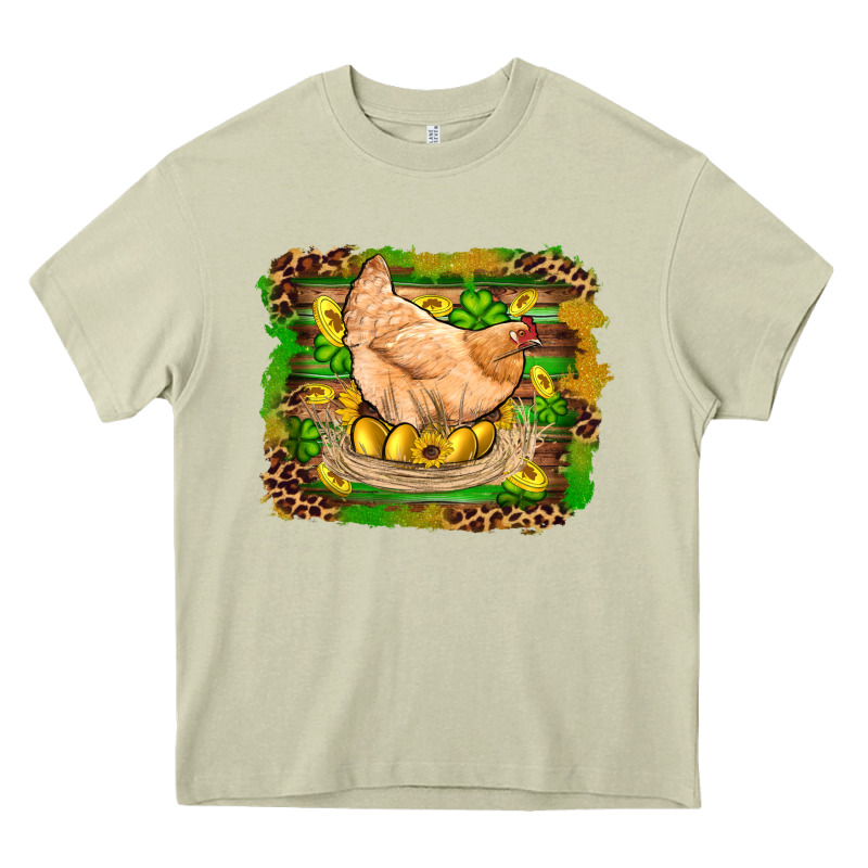 St Patricks Day Farm Chicken Gold Eggs Leopard Serape Glitter Heavy Core Tee by Artiststas | Teevron