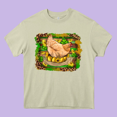 St Patricks Day Farm Chicken Gold Eggs Leopard Serape Glitter Heavy Core Tee Designed By Artiststas