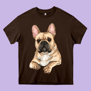 French Bulldog Sitting Heavy Core Tee Designed By Ranaportraitstore