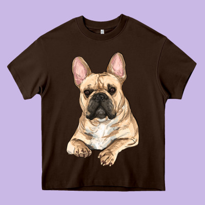 Heavy Core Tee French bulldog sitting
