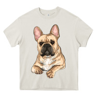 Cream French bulldog sitting Heavy Core Tee - RanaPortraitStore