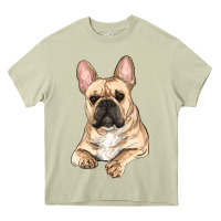 Mossy French bulldog sitting Heavy Core Tee - RanaPortraitStore