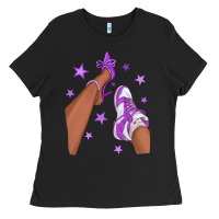 Black Purple Afro Girl Sneakers and Heels Ladies Tee - texasbilliewilder