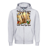 Heather Grey reading is dreaming with your eyes open Zipper Hoodie - NancyCooperArtShop