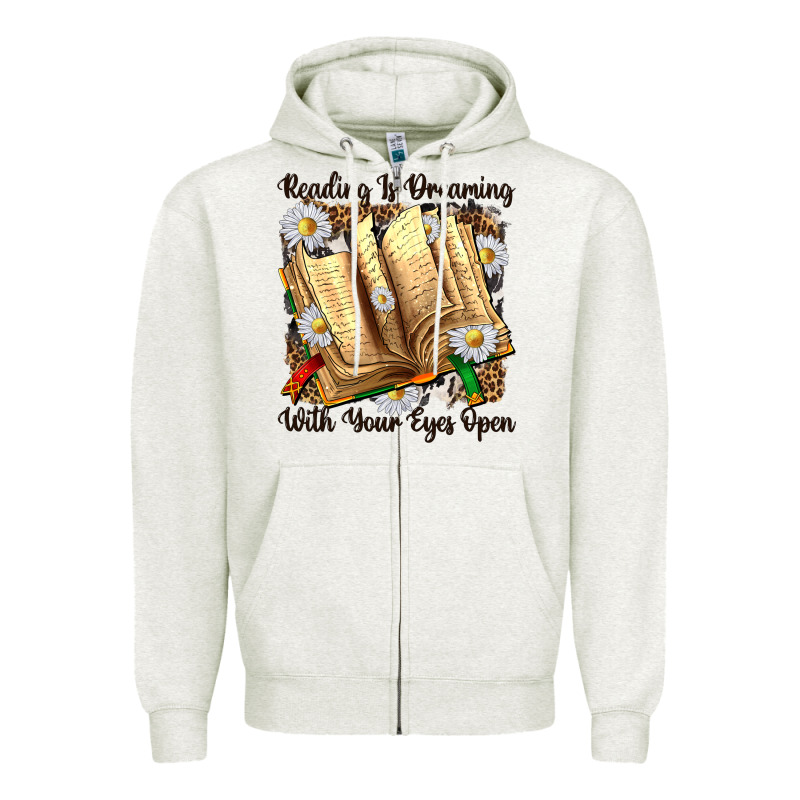 Reading Is Dreaming With Your Eyes Open Zipper Hoodie by NancyCooperArtShop | Teevron