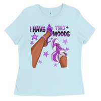 Baby Blue Purple I Have Two Moods Afro Girl Sneakers Ladies Tee - texasbilliewilder