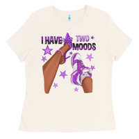 Bone Purple I Have Two Moods Afro Girl Sneakers Ladies Tee - texasbilliewilder