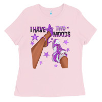 Bubblegum Pink Purple I Have Two Moods Afro Girl Sneakers Ladies Tee - texasbilliewilder