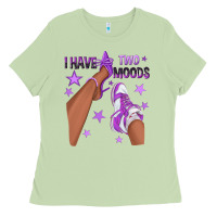 Matcha Purple I Have Two Moods Afro Girl Sneakers Ladies Tee - texasbilliewilder