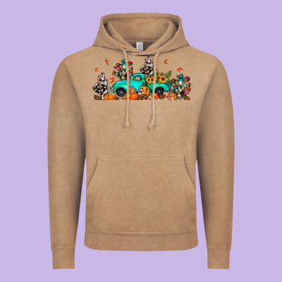 Fall Cactus Pumpkin Truck Vintage Hoodie Designed By Jahusdesignshop