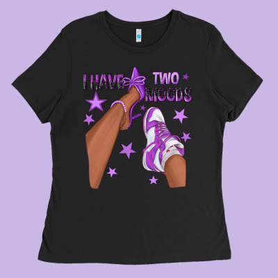 Purple I Have Two Moods Afro Girl Sneakers Ladies Tee Designed By Texasbilliewilder