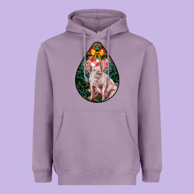 Christmas Pig Heavyweight Hoodie Designed By Lillyallendesigns