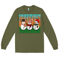 Army Green christmas snovman Long Sleeve Tee - BarkalooDesign