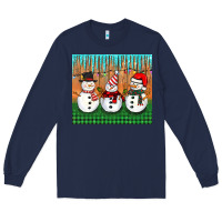 Navy christmas snovman Long Sleeve Tee - BarkalooDesign