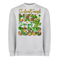 Heather Grey I don't need luck I've got Jesus Heavyweight Sweatshirt - Jasminsmagicworld