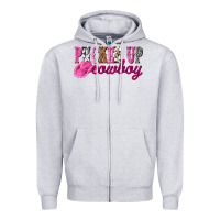Heather Grey pucker up cowboy Zipper Hoodie - NancyCooperArtShop
