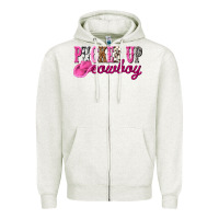 Oatmeal Heather pucker up cowboy Zipper Hoodie - NancyCooperArtShop