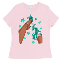 Bubblegum Pink Teal Afro Girl Sneakers and Heels Ladies Tee - texasbilliewilder
