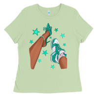 Matcha Teal Afro Girl Sneakers and Heels Ladies Tee - texasbilliewilder