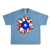 Pebble Blue sunflower puerto rico flag Urban Heavy Tee - JahusDesignShop
