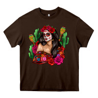 Chocolate Brown mexico girl Heavy Core Tee - Zillion Design Studio