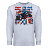 Heather Grey red white and boom 4th of july Premium Sweatshirt - Artiststas