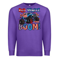Purple red white and boom 4th of july Premium Sweatshirt - Artiststas