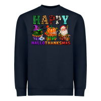 Navy happy hallothanksmas with cupcakes Heavyweight Sweatshirt - AdoDesignShop