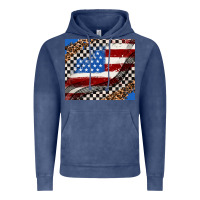Vintage Denim American flag and racee flag Vintage Hoodie - AdoDesignShop