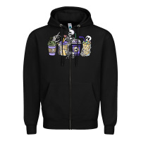 Black skeleton coffee cups Zipper Hoodie - NancyCooperArtShop