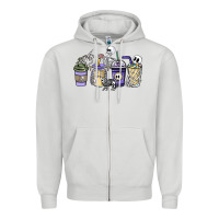 Dove Grey skeleton coffee cups Zipper Hoodie - NancyCooperArtShop