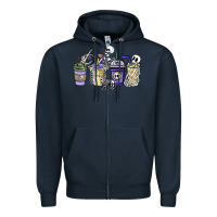 Navy skeleton coffee cups Zipper Hoodie - NancyCooperArtShop