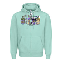 Seafoam skeleton coffee cups Zipper Hoodie - NancyCooperArtShop