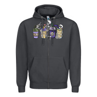 Smoke skeleton coffee cups Zipper Hoodie - NancyCooperArtShop