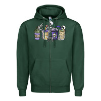 Sports Green skeleton coffee cups Zipper Hoodie - NancyCooperArtShop