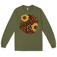 Army Green Christmas leopard sunflower Long Sleeve Tee - BarkalooDesign