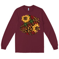 Burgundy Christmas leopard sunflower Long Sleeve Tee - BarkalooDesign