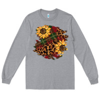 Heather Grey Christmas leopard sunflower Long Sleeve Tee - BarkalooDesign