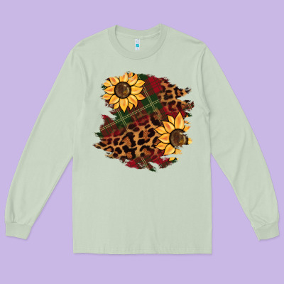 Christmas Leopard Sunflower Long Sleeve Tee Designed By Barkaloodesign