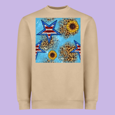 American Star And Sunflower Seamless  Pattern Heavyweight Sweatshirt Designed By Bundleandbundleshop