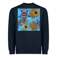 Navy american star and sunflower seamless  pattern Heavyweight Sweatshirt - BundleAndBundleShop