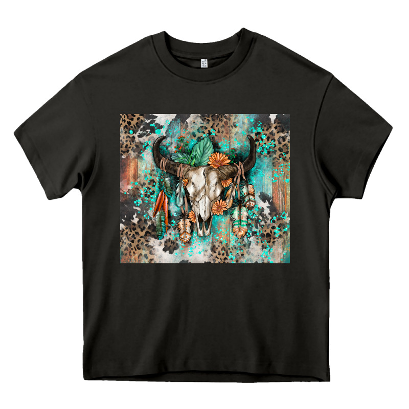Cowhide Bull Skull Heavy Core Tee by Zillion Design Studio | Teevron