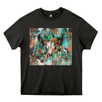 Asphalt cowhide bull skull Heavy Core Tee - Zillion Design Studio