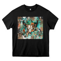 Black cowhide bull skull Heavy Core Tee - Zillion Design Studio