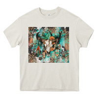Cream cowhide bull skull Heavy Core Tee - Zillion Design Studio