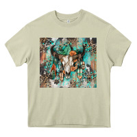 Mossy cowhide bull skull Heavy Core Tee - Zillion Design Studio