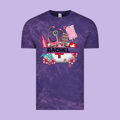 Costom Name Nurse Hat And Elements Vintage Tee Designed By Adodesignshop